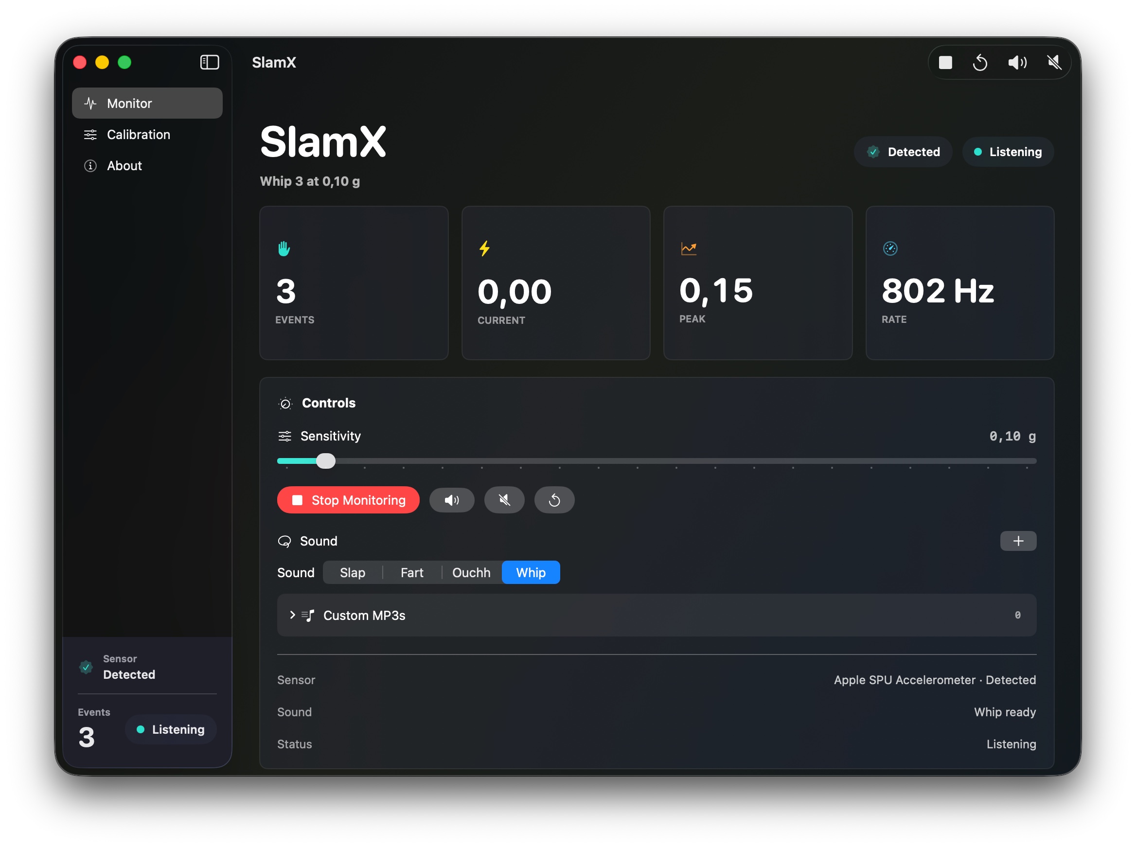 SlamX live dashboard